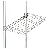 ドウシシャ ルミナス スチールラックパーツ 後付けハーフシェルフ ポール径25㎜用 棚板 幅46×奥行25.5×高さ4cm 25ASS-4525 スリーブ2個付き 耐荷重15kg 頑丈 幅45 奥行25モデル 防錆加工 落下防止 キッチンラック 小物収納