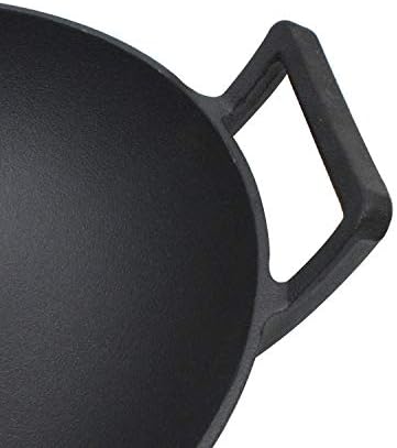 Old Style Pig Iron Wok Uncoated Non Stick Pan Thickened Double Ear Cast Iron Wok Flat Bottom Wok，，，