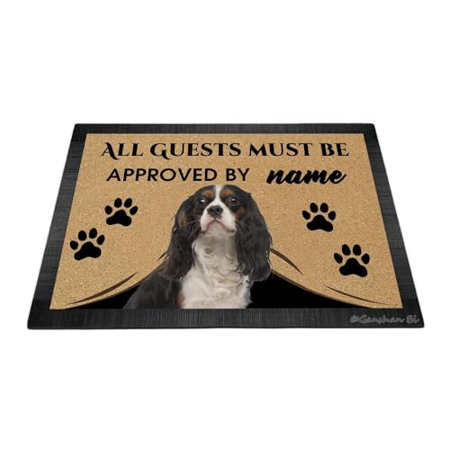 Ganshan Bi Funny Cavalier King Charles Spaniel Dog Welcome Door Mat All Guests Must Be Approved Floor Mat Custom Doormat Home Decoration Gift for Dog Lover 35.4