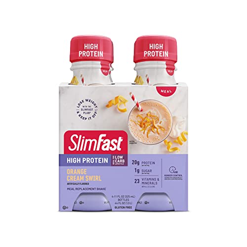 SlimFast Advanced Nutrition High Protein Meal Replacement Shake, Orange Cream Swirl, 20g of Ready to Drink Protein, 11 Fl. Oz Bottle, 4 Count (Packaging May Vary)