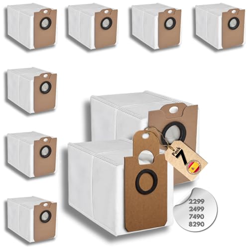【PACK 7】Bolsas Compatibles con la Aspiradora Conga 2299-2499 - 7490-8290 - Ajuste perfecto - Cierre antifugas - Recambio para más de 1 año - Consulte minuciosamente compatibilidades.