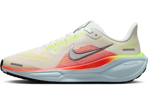 Nike Pegasus 41 Big Kids' Road Running Shoes (FN5041-100, Summit White/Bright Crimson/Glacier Blue/Chrome) Size 6
