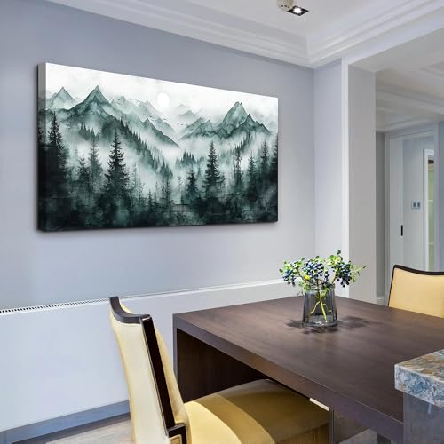 KELIYUAN Large Wall Decor Canvas Painting Wall Art For Bedroom Living Room Decoration Misty Forest Ink Landscape Painting Artwork Print Picture For Room office Room Home Decor Aesthetics 30x60 In