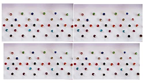 Image of Small Multi Colour Stone Bindi Tikka Self-Adhesive For Girls Women Ladies (4 Packets)