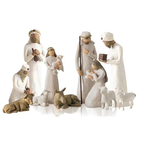 Willow-Tree 10-Piece Nativity Scene - Resin Figures, Holy Family Christmas Decoration