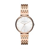 A|X ARMANI EXCHANGE Women's Three-Hand Rose Gold-Tone Stainless Steel Watch (Model: AX5901), Rose Gold/Silver Dial, Quartz Movement