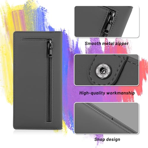 WishLotus Slim Wallet for Women, Bifold PU Leather Long Rfid Blocking Wallet Large Capacity Credit Card Wallet with ID Window Coin Zip Pocket Credit Card Holder for Men (Green)4