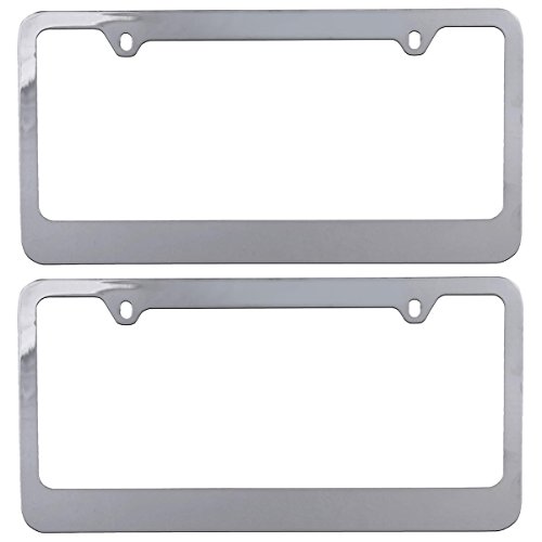 BDK Die-Cast Metal License Plate Frames – Chrome Plated & Rust-Free with Blank Design (2 Pieces)