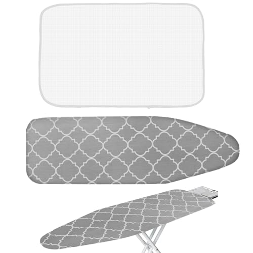 Bügelbrettbezug XXL 120x41cm aus Reiner Baumwolle, elastisch und bequem...