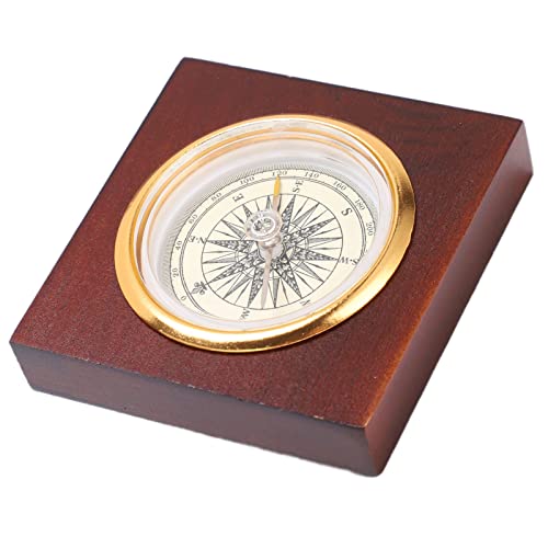 Brújula Vintage de Aleación con Caja de Madera para Camping miniatura 7