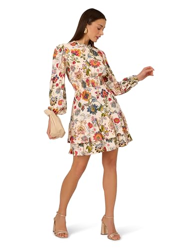 Image of Adrianna Papell Women's Smocked Printed Short Dress