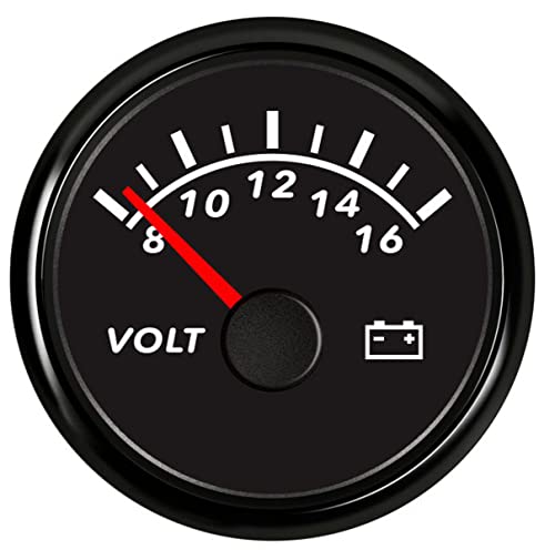 BLUERICE 52mm Digital Voltmeter Universal Voltage Meter Volt Gauge for Motorcycle Marine Boat Car Truck 8-16V Waterproof with Red Backlight Waterproof