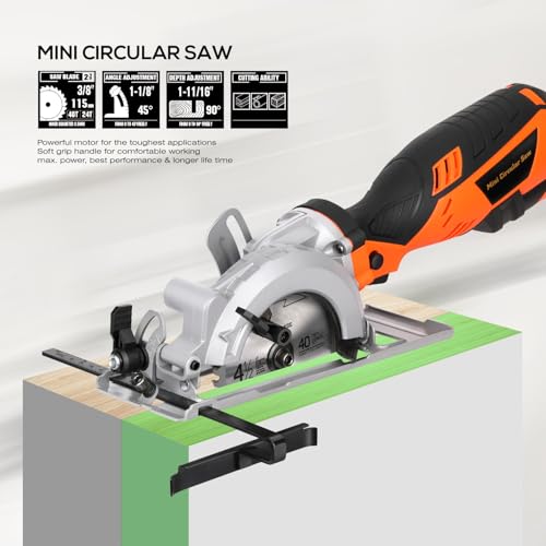 Extbtfor 5.8A Power Circular Saw,4-1/2" Electric Saw 3500RPM 2 Pcs Blades by Extbtfor - Image 5