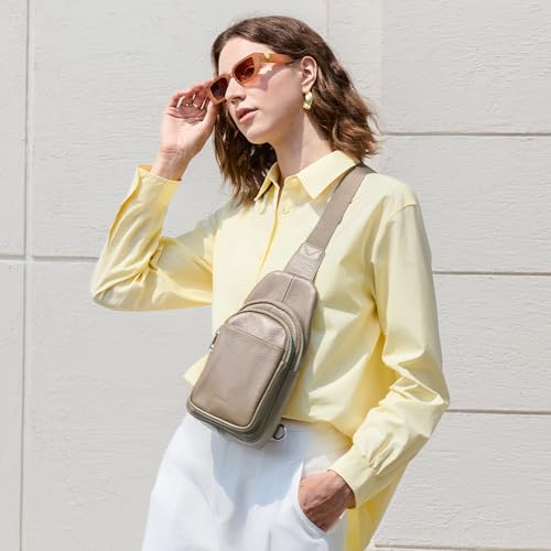 Image of befen Genuine Leather Sling Bag for Women Anti-Theft Crossbody Chest Bags Fanny Packs for Travel with RFID Card Slots
