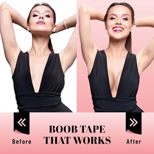 Boob Tape Kit (12 pcs), Easy to Use (Universal Fit), 1 Pack Boobytape for Breast Lift, Bob Tape for Large Breasts, Bra Nipple Tape with Petals and Covers, Breast Tape for Women Nude4