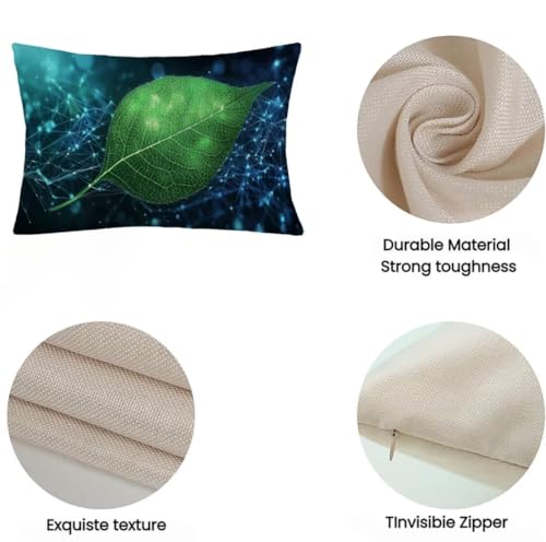 Housse de coussin extérieur imperméable 40x80 lot de 2 vert imprimé double face - 7