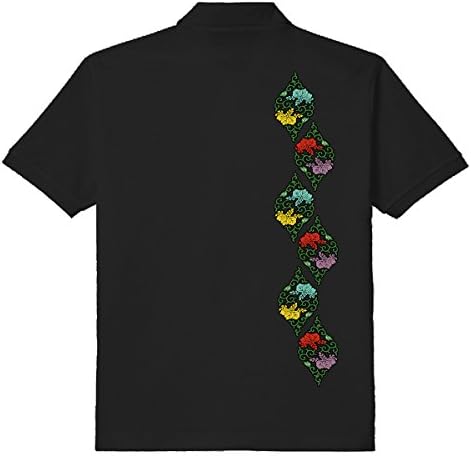 [纏] レディース 和柄 半袖 ポロシャツ 桐唐草立涌 (白/黒) (M～XL)