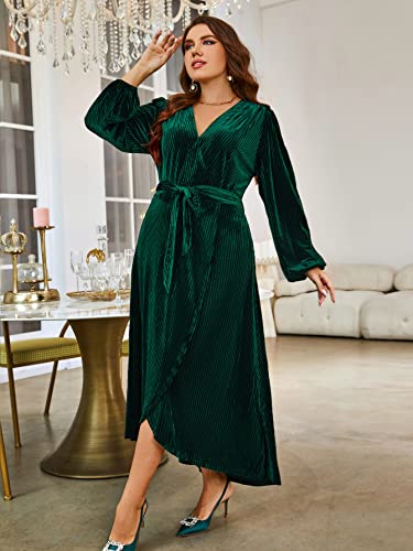 Image of BerryGo Women's Velvet V Neck Wrap Semi Formal Dress Cocktail Party Maxi Dress for Wedding Guest