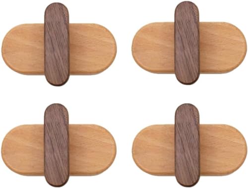 Giawkca 木製フック おしゃれ 壁掛けフック ねじ込み式と粘着式 二つ取り付け方法 コートフック 4個いり ウォールフック 北欧風 鍵置き 帽子掛け