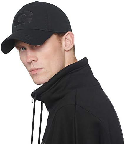 CACUSS Men's 100% Cotton Classic Baseball Cap Dad Hat Adjustable Comfy Polo Golf Cap Trucker Cap Fashion Curved Visor Hat Black