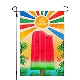 Summer Yard Flags for Outside 12x18 Inch Double Sided, Burlap Seasonal May Boho Waterlemon Ice Cream Garden Flag Summer Porch Decor, Small Decorative Outdoor Lawn Garden Flags