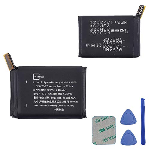 for Apple Watch 1st Generation 42mm A1554 Replacement Battery A1579 246mAh 3.78V 0.93Whr with Adhesive + Tools