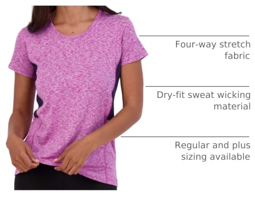 Image of Real Essentials 5 Pack: Women's Short Sleeve T-Shirts Workout Tops Fitness Pilates Gym Activewear Athletic (Plus Available)