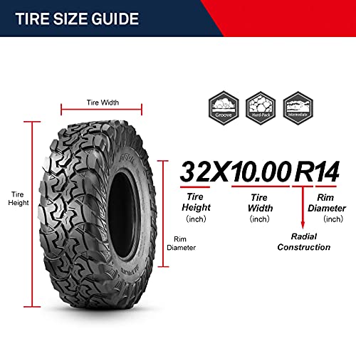 Image of OBOR Brawler UTV Tire 32x10R14, 10 Ply Front /Rear Radial for UTV SxS Side by Side UTV Professional Tire (Tubeless)