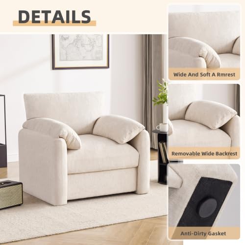 Image of Howjoe 2 Pack Accent Chair for Living Room, Oversized Armchair, Beige
