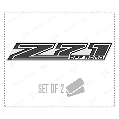 GOLD HOOK Decal for Trucks Chevy Silverado Z71 Off Road Stickers - F (2014-2024) Bed Side 1500 2500 HD Premium Series (Black/Metallic Finish)