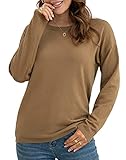 VIISHOW Women's Classic-Fit Soft Touch Long-Sleeve Crewneck Sweater,Khaki,XX-Large