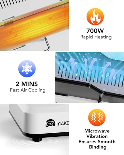 MAKEASY Máquina de encadernação térmica, capacidade de 500 folhas, painel de toque digital, resfriam