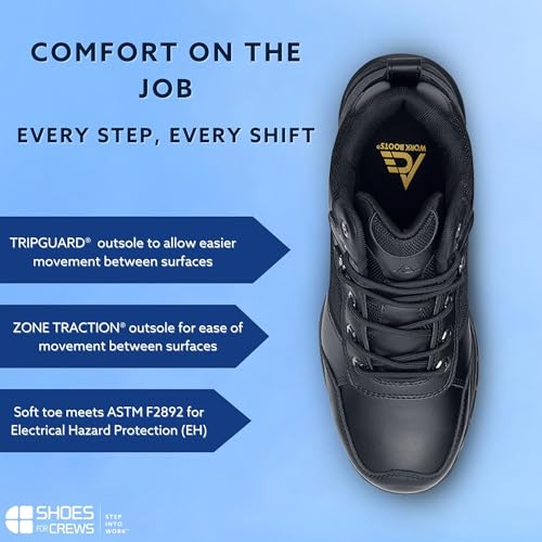 Image of Shoes for Crews Unisex Slip-Resistant Soft Toe Work Boots - Comfortable, Water-Resistant & Non-Slip Work Boots for Men & Women - Voyager II