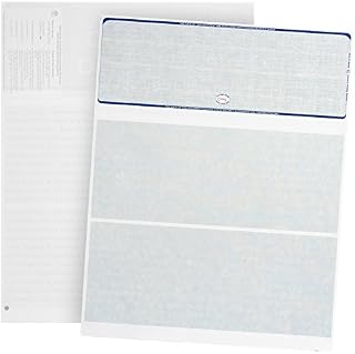 500 Blank Check Stock- Designed for Secure Computer Printed Checks with Quickbooks,