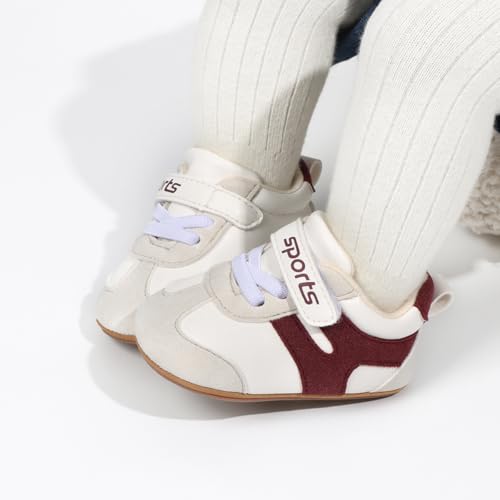 Image of HsdsBebe Baby Boys Girls Pu Leather Hard Bottom Walking Sneakers Toddler Rubber Sole First Walkers Infant Cartoon Slippers Crib Shoes