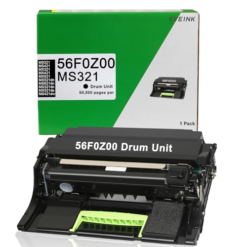 56F0Z00 MS321 Drum Unit Compatible with 56F0Z00 56F0ZA0 for Lexmark MS321 MS321dn MS421 MS421dw MS521dn MS621dn MX321 MX421 MX521 MX521de MX521ade MX522 MX622 MX622adhe Printer(60,500 Pages) -  EVEINK, EI-MS321 DR-1BK