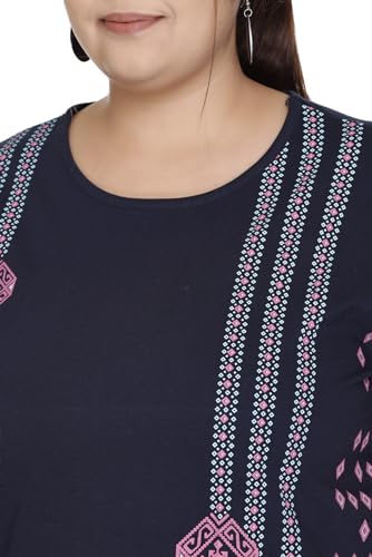 Image of Women Printed Cotton Tshirt with Side Slits & Pocket