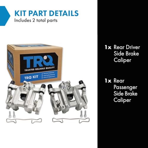 Image of TRQ Rear Driver and Passenger Side Brake Caliper Set Hardware Caliper Brackets Compatible with 16-19 Honda Civic with 260mm Diameter Rear Rotors