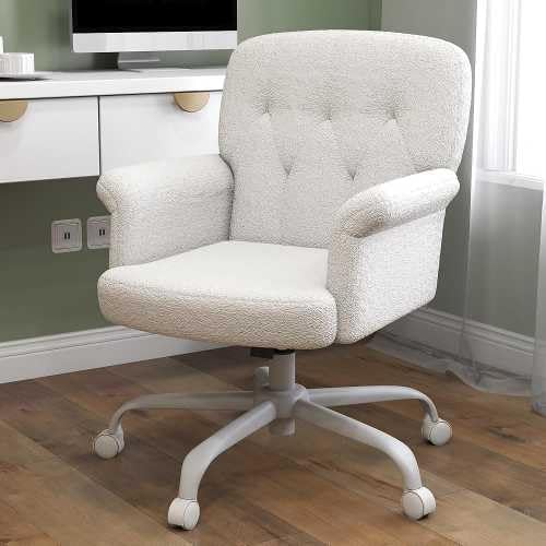 White Teddy Fleece Office Chair