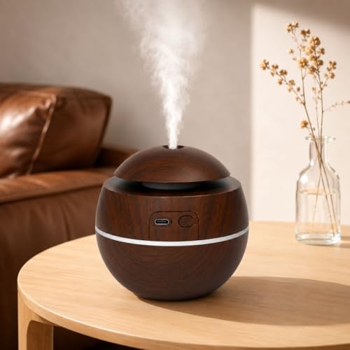 Image of 300 ml Essential Oil Diffuser for Home - Ultrasonic Aroma Diffuser for Home Electric with LED Light & Upto 16 Hrs Mist