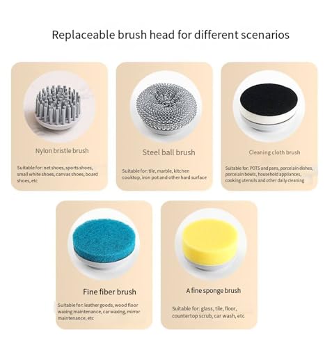 Image of Electric Rotary Floor Scrubber, 6 Cordless Cleaning Brushes with Replaceable Cleaning Heads, Powerful Shower Floor Scrubber for bathrooms, bathtubs, Tiles, and Floors.. (Blue), RS-C160L