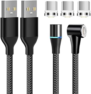 LAMA 3 in 1 Magnetic Micro USB+Type C Charging Cable, [3Pack/2M/Round 7Pin] Magnetic Cable Right Angled Multi USB Cable for Fast Charging and Data Sync