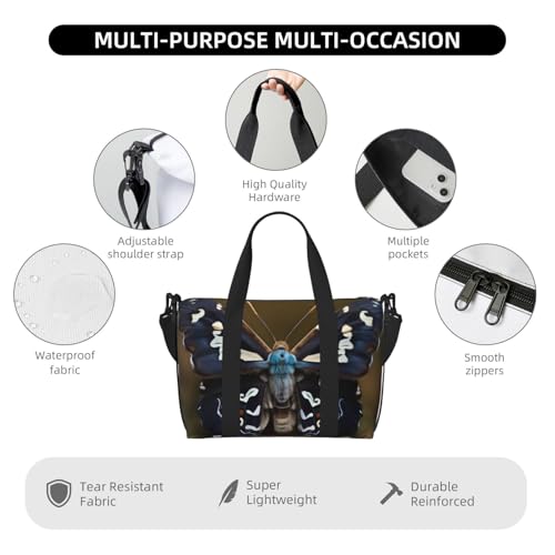Beautiful Moth Wings Print Hand Travel Bag,Gym Bag,Weekend Travel Overnight Bag,Tote Bag Sports Bag For Women Men3