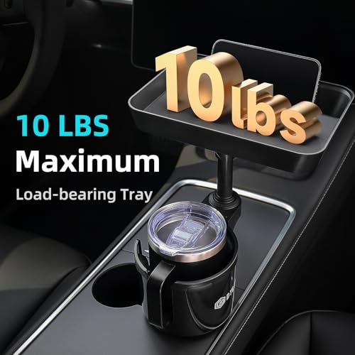 DYLEN Car Cup Holder Tray, Cup Holder Expander Adapter for Car, 9.5” Detachable Car Food Tray Table for Eating, Road Trip Essentials Fits Yeti, Hydro Flask 16-46 oz - Image 4