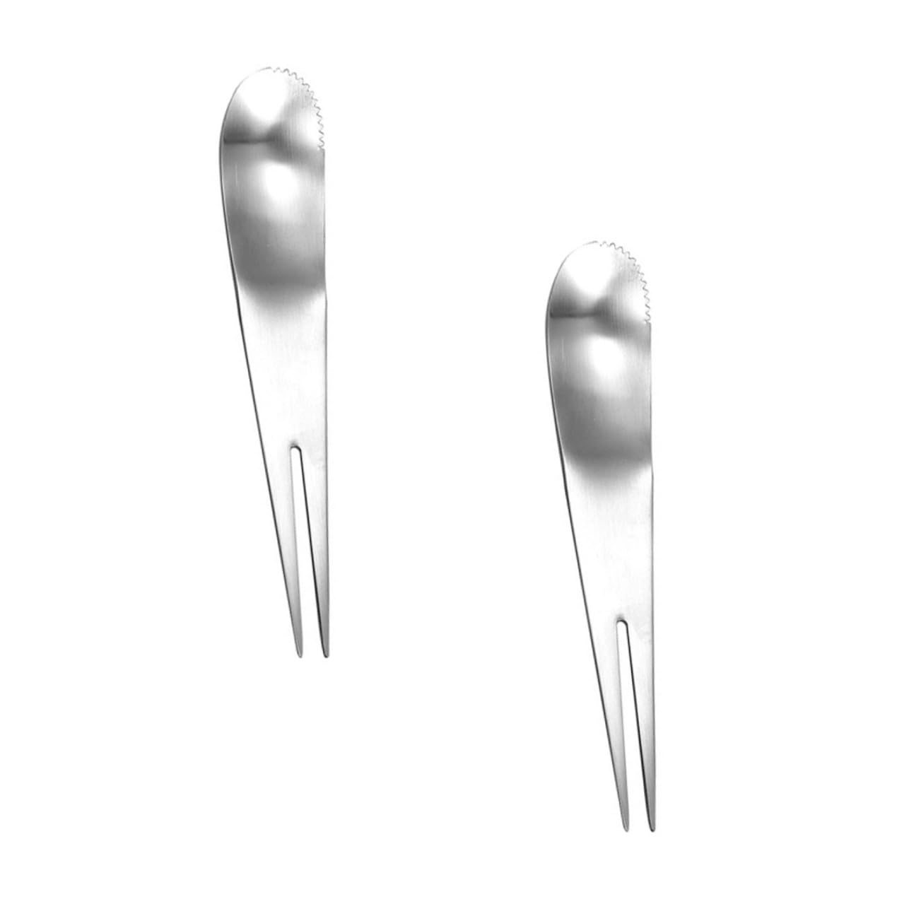 Holibanna 2Pcs Multi Function Stainless Steel Snack Forks for Fruit Puree Durable Dual Use Tableware Compact for for Cakes and Puddings Smooth Polished Finish