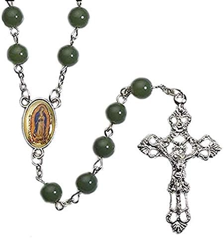 Miniatura 2 de Caja de rosario con rosario de Nuestra Señora de Guadalupe con rosario verde de 0315in incluido