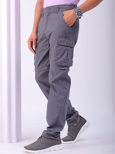 Image of The Indian Garage Co Men Relaxed Fit Solid Mid-Rise Cargos