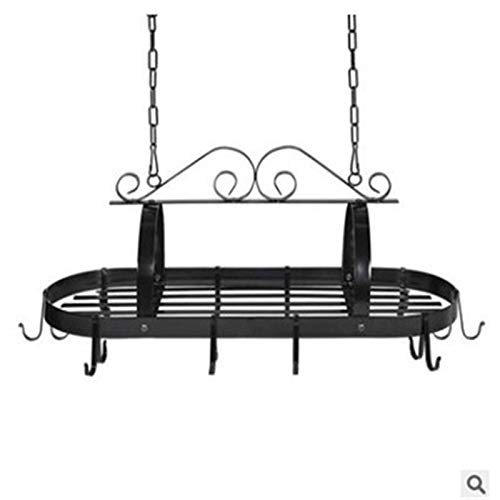 ZAANU Deep Stir Fry Pan, Kitchen Pot Rack - Mounted Hanging Rack For Kitchen Storage And Organization Wall Shelf For Pots And Pans (Black,80x40x60cm) (Black 80x40x60cm)