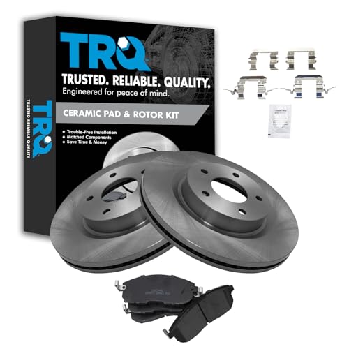 Image of TRQ Front Brake Pad and Rotor Set Ceramic Vented Rotors | For 2007-2013 Nissan Altima