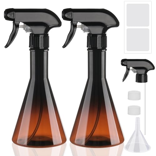 Hethyo Spray Bottles 10oz/300ml 2 Pack Plastic Mist/Stream Spraying Heavy Duty Plastic Water Spray Bottles for Hair, Cleaning Solutions, Plants (Brown)